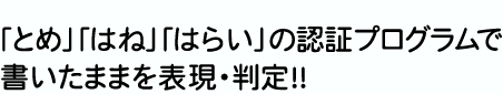 「とめ」「はね」「はらい」の認証プログラムで書いたままを表現・判定！！