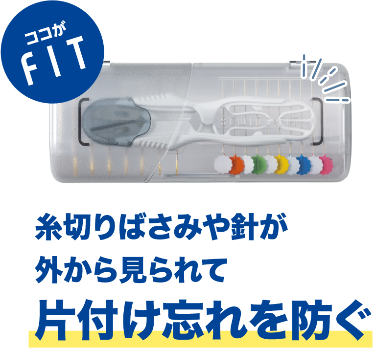 ココがFIT　糸切りばさみや針が外から見られて片付け忘れを防ぐ