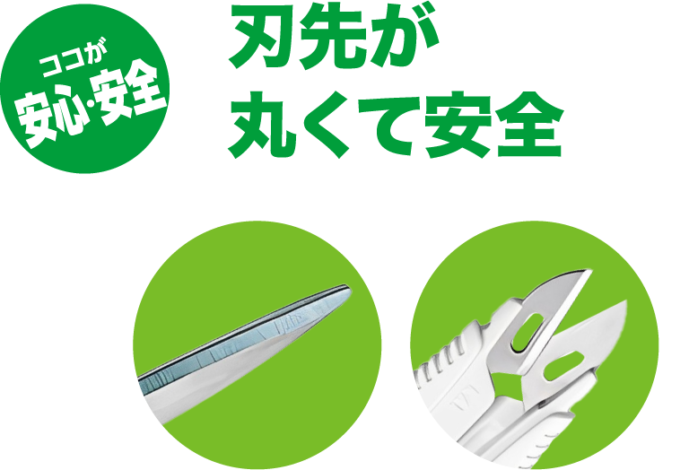 刃先が丸くて安全